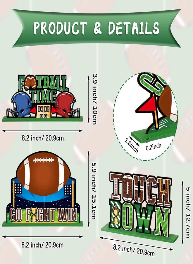 هوليري مجموعة ديكورات كرة القدم من هوليري، 6 قطع، قطع مركزية لكرة القدم للطاولة، مكعبات خشبية للرجبي، لافتات للطاولة، ديكورات منزلية، مطبخ، مكتب، لوازم حفلات أعياد الميلاد، مستلزمات حفلات ما قبل المباريات الرياضية. - Image 2
